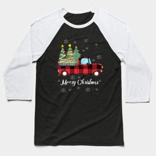 Merry Christmas Buffalo Truck Tree Red Plaid For Men Women Baseball T-Shirt